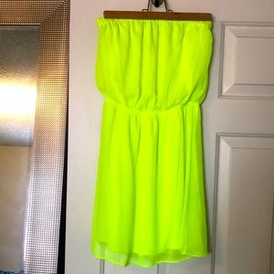 Neon Lime Green/ Yellow strapless dress
